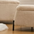thumbnail image 6 of GZXS 2-Piece Faux Fur Ottoman Set with Storage, Modern Upholstered Triangle Pouf Footrest Stools with Metal Legs & Reversible Tray Top, Versatile Coffee Table or Shoe Bench (Light Camel), 6 of 8