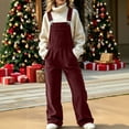 thumbnail image 3 of Women’s Solid Vintage Corduroy Overalls Adjustable Strap Wide Leg Bib Overall Jumpsuits With Pockets Casual Fall Winter Outfits, 3 of 8