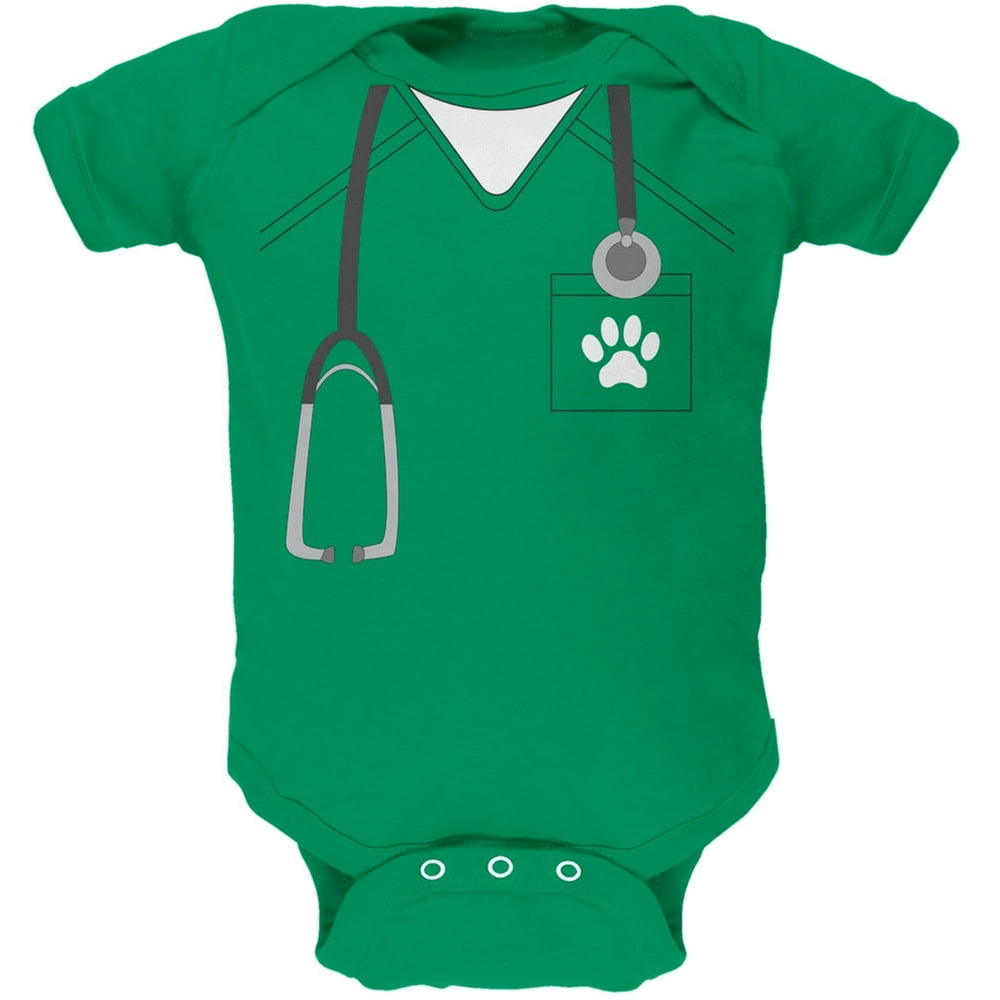 Halloween Vet Veterinarian Scrubs Costume Kelly Green Soft Baby One