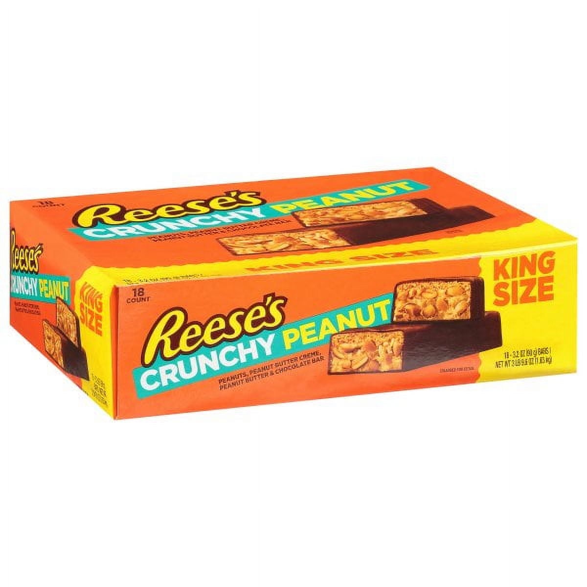 REESE'S Crunchy Peanut King Size Chocolate Candy Bar, 3.2 oz. (Pack of 18)