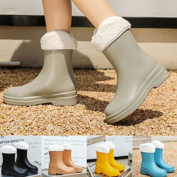 Rain Boots Waterproof Non Slip Detachable With Inside Outdoor Rubber Water Shoes Women's Rubber Boots Brown 41