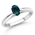 thumbnail image 2 of Gem Stone King 0.50 Ct Oval Cabochon Green Simulated Opal 10K White Gold Solitaire Engagement Ring, 2 of 4