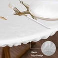 thumbnail image 5 of Orange Coastal Fitted Tablecloth with Elastic Edged, Round Table Cloth for Dining Table, Summer Eucalyptus Leaves Beach Ocean Starfish Waterproof Oil Proof Table Cover for Indoor Outdoor 55"-60", 5 of 9