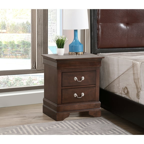 Glory Furniture Louis Phillipe 2 Drawer Nightstand in Cappuccino