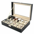 thumbnail image 3 of 1pc 12 Faux Leather Watch Case Display Box Storage Jewellery Glass Top, 3 of 5