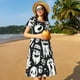 thumbnail image 4 of Balery Black White Spooky Ghosts Vestidos sueltos de manga corta para mujer, vestidos de verano 2025, vestidos casuales de corte A con vuelo., 4 of 6
