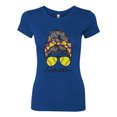 thumbnail image 3 of Messy Bun Softball Mom Life Game Day Vibes Sports Lover | Mother's Day Sports Womens Slim Fit Junior Tee, Royal, L, 3 of 5