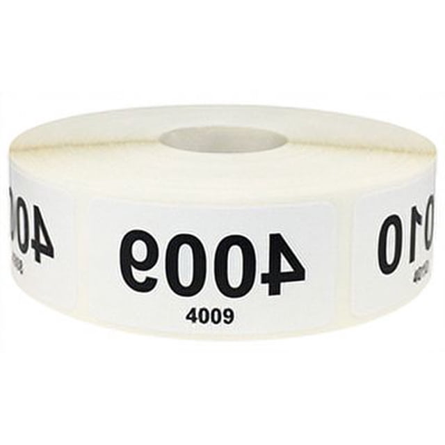 4001-5000 Consecutive Reverse Mirrored Black Number Stickers for Live Sales | 1 x 2" inch - 1000 Pack | InstockLabels.com