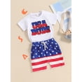 thumbnail image 6 of Elippeo Toddler Boys Memorial Day Outfits 6 12 18 24 Months 3 Years Letter Embroidery T-Shirt and Elastic Star Stripe Shorts for 2 Piece Clothes Set, 6 of 10