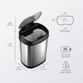 thumbnail image 3 of Nine Stars Automatic Kitchen Trash Can Combo, 13 Gallon + 3 Gallon Stainless Steel, Motion Sensor Hands-Free Soft-Close Lid Garbage Bin, Silver, 3 of 11