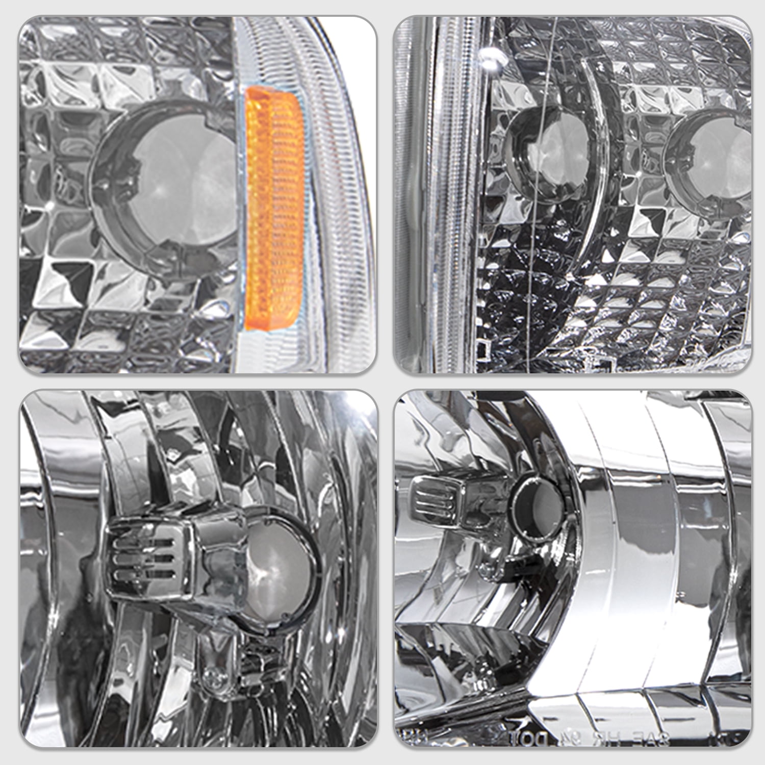 Pair For 1994-2002 Dodge Ram 1500/94-02 2500 3500 Headlights Chrome Headlamp