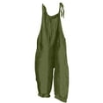 thumbnail image 2 of Women Casual Loose Long Bib Pants Wide Leg Jumpsuits Baggy Cotton Rompers Overalls with Pockets Army Green XXXXL, 2 of 5