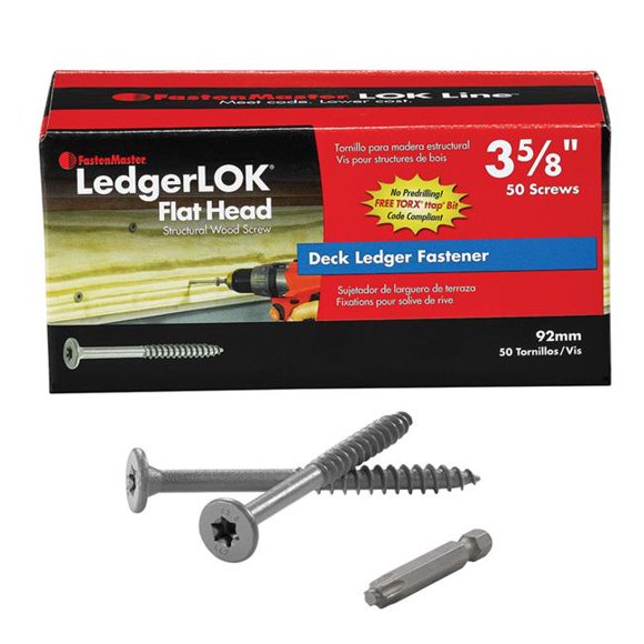 FastenMaster 5012403 No.12 x 3.62 in. Ledgerlok Star Flat Head Epoxy Carbon Steel Wood Screws - Pack of 50, 6 Pack per Case