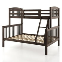 Bowery Hill Wood Twin over Full Bunk Bed with Ladder in Brown