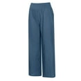 thumbnail image 4 of Aofany Women Casual Trousers Elastic Waist Solid Jeans Loose Wide Leg Long Pants, 4 of 6