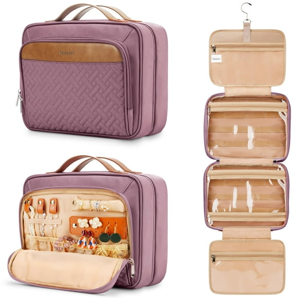 Neceser de viaje COOSKY con organizador de joyas, color morado oscuro