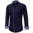 thumbnail image 4 of Hombres Casual Doble Cuello Botones de Puerta Slim Fit Sólido Manga Larga Blusa de Moda Camisa Odeerbi ODB-6, 4 of 5