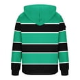 thumbnail image 6 of qolati Hoodies for Men Striped Color Block Pullover Sweatshirt Lightweight Fashion Drawstring Hooded Fleece Athletic Workout Tops with Zipper Pockets Green XL, 6 of 6
