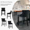 thumbnail image 4 of Velvet Counter Height Upholstered Barstools, Bar Stools Seat Height 27", Counter Height Armless Bar Chairs Button Tufted with Solid Wood Legs and Footrest for Kitchen Island Bar Area (Set of 4), 4 of 9