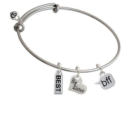 Text Chat - bff - Best Friends Forever - Big Sister Heart Expandable Bangle