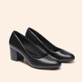 thumbnail image 3 of DREAM PAIRS Women's Pumps Low Chunky Block Heel Dress Shoes Closed Round Toe Comfortable  Wide Heels, 3 of 8