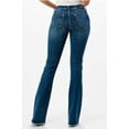 thumbnail image 3 of Grace in LA Women's Stars Embroidered Slight Distressed Bootcut Stretch Jeans (27, Blue), 3 of 3