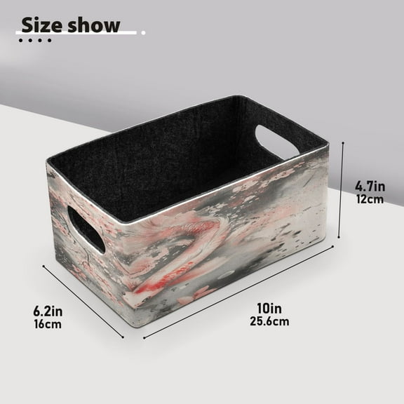 BZSMCE Shelf Baskets Goldfish Painting Pattern Storage Cube Bins 10.1*6.3*4.7in Set of 2