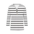thumbnail image 4 of hxobax Striped Tunic Tops for Womens 3/4 Sleeve V Neck Button Down Shirts Basic Tee Pullover Blouse, 4 of 5