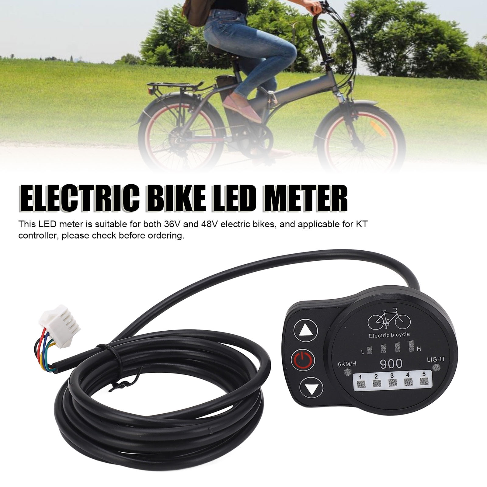 Affichage Mene par Velo Electrique 36V 48V Batterie de Vitesse Panneau d Affichage de Commutateur de Phare de Puissance pour Controleur KT Walmart