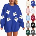 thumbnail image 2 of Godom Halloween Sweatshirts for Women Pumpkin Graphic Crewneck Long Sleeve Pullover Tops Loose Fit Soft Knit Ribbed Casual Fall Winter Outfits, 2 of 7