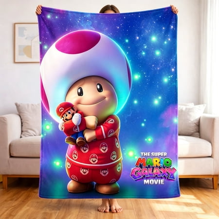 Premium Custom Flannel Blanket Personalized Soft Cozy Throw Blanket All Season Washable For Sofa Couch Bed Gift Home Décor - Super Mario Galaxy 03 40x50