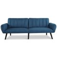 thumbnail image 3 of Costway Canapé Futon Lit Convertible Matelas Premium Lin Rembourrage Bleu, 3 of 9