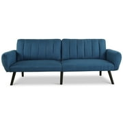 Convertible Sofa Beds Costway Sofa Futon Bed Sleeper Couch Convertible Mattress Premium Linen Upholstery Blue