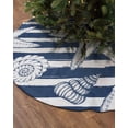 thumbnail image 2 of Blue Coastal Christmas Tree Skirt 36 Inches Large Christmas Skirt Tree, Beach Starfish Shell Seaside Blue White Striepd Tree Skirt Christmas Decorations for Fireplace Party Holidays Indoor Outdoor, 2 of 7