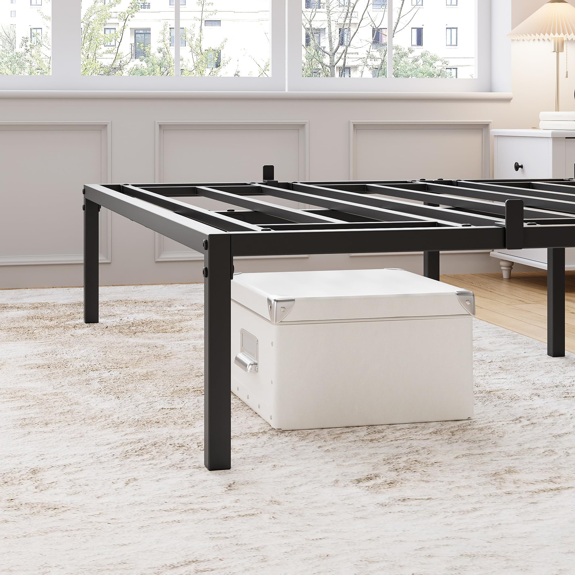 Garvee 6 Inch FULL Size Metal Platform Bed Frame, Heavy Duty Bed Frame With Storage, 1000 Lbs Capacity, Noise Free Mattress Foundation With Steel Slats Supports , No Box Spring Needed
