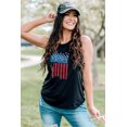 thumbnail image 3 of ABPHQTO Camiseta estampada con estampado de bandera nacional y letra causal azul oscuro para mujer, 3 of 5