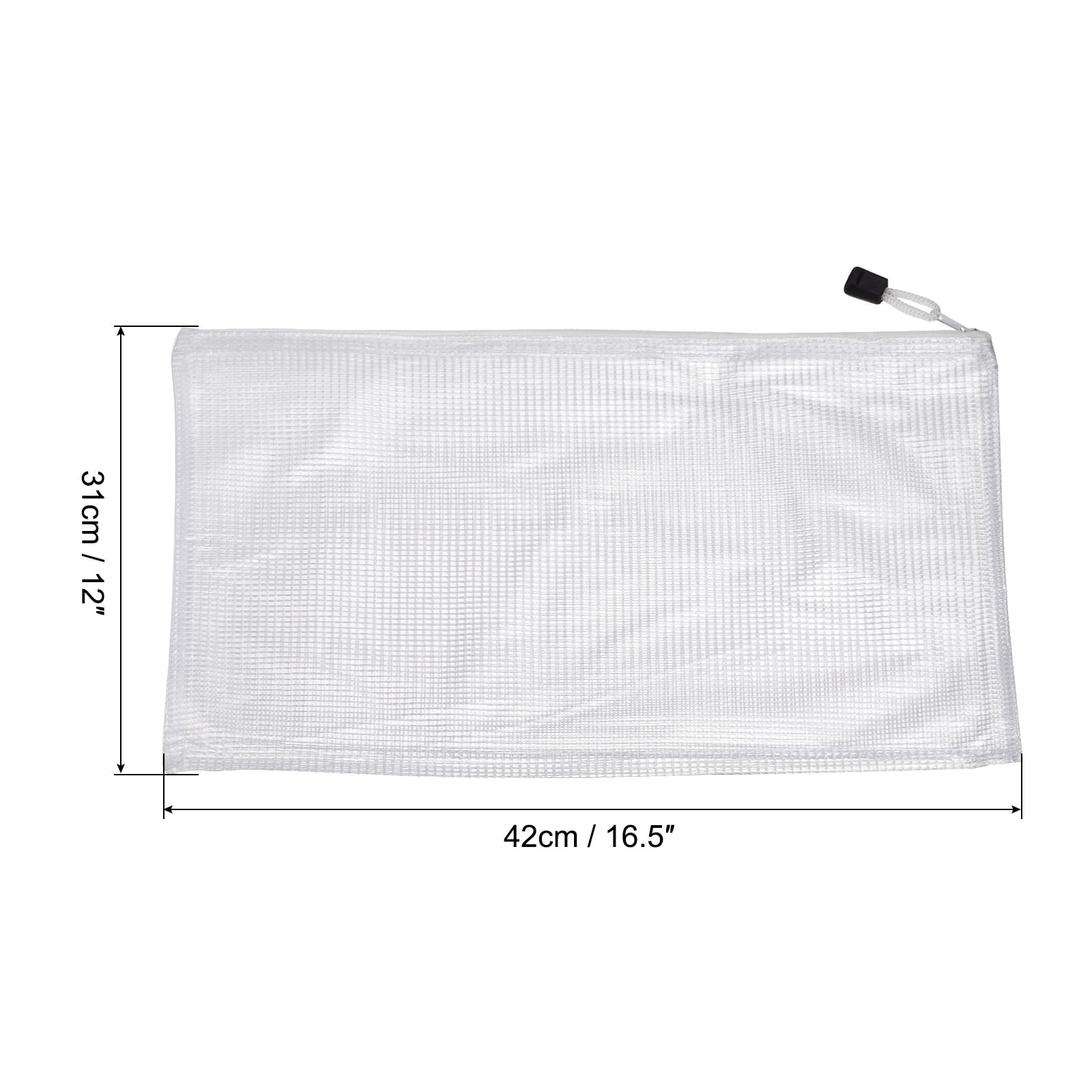 Mesh Zipper Bag Plastic Zip File Pouch Document Folders for Home Office Travel White