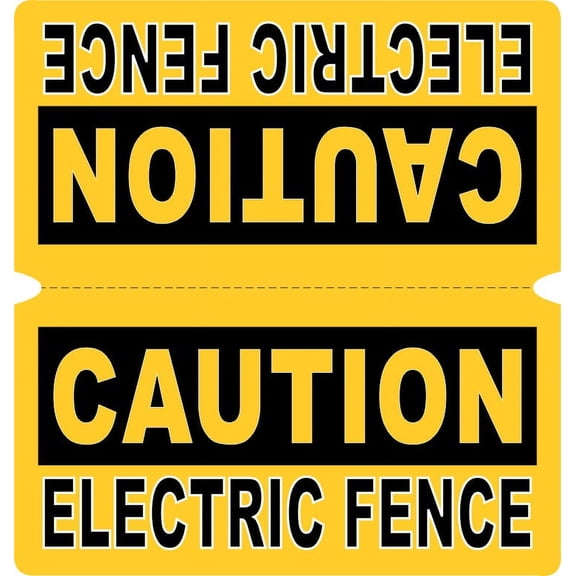 5in x 2.5in Fold Over Caution Electric Fence Sticker Vinyl Sign Stickers