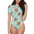 thumbnail image 2 of Uemuo Snail And Flower Pattern Women's One Piece Short Sleeve Swimsuit Rash Guard Surfing Modest Quick-drying Swimsuit Beach Essentials-, 2 of 9