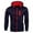 Navy, variant on IROINNID Men's Long Sleeve Zip Up Mid-Length Hooded Jacket Solid Color Leisure Sports Sweater Coat Color Contrast Pocket Drawstring Coat Cardigan Jack Top