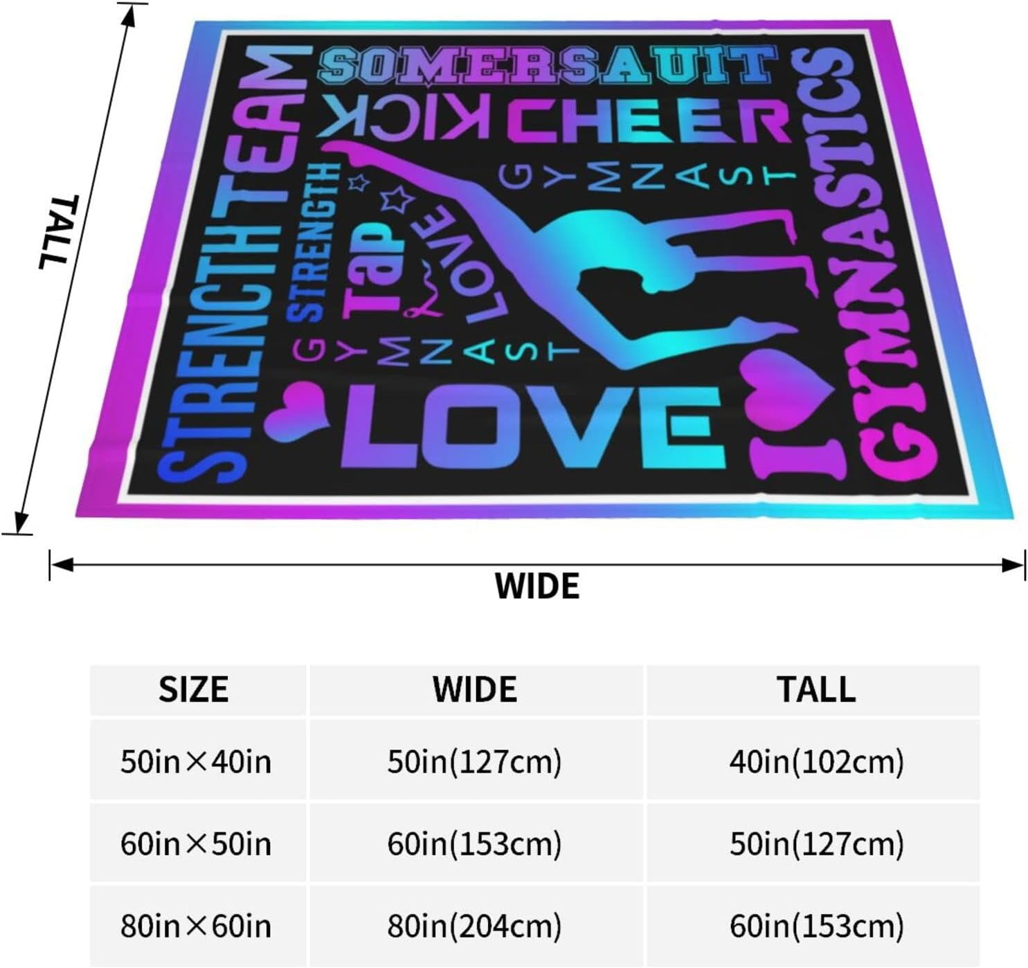 Gymnastics Blanket Loves Gymnastics Kids Fleece Throw Blanket Gymnastics Birthday Party Gift for Teens Kids Daughter Granddaughter Ultra Soft Sofa Bed Blanket Travel Blanket Luxurious Blanket 40"X30"
