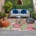 thumbnail image 2 of Flowers Vintage Outdoor Rug for Patio/Deck/Porch, Non-Slip Large Area Rug 5 x 7 Ft, Green Leaves Pastoral Floral Country Indoor Outdoor Rugs Washable Area Rugs, Reversible Camping Rug Carpet Runner, 2 of 8