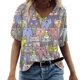 thumbnail image 1 of Camisetas con cuello en V en 3d para mujer, camisetas de manga corta con estampado de gatos bonitos, camisetas informales Kawaii a la moda, ropa divertida para mujer, 1 of 4