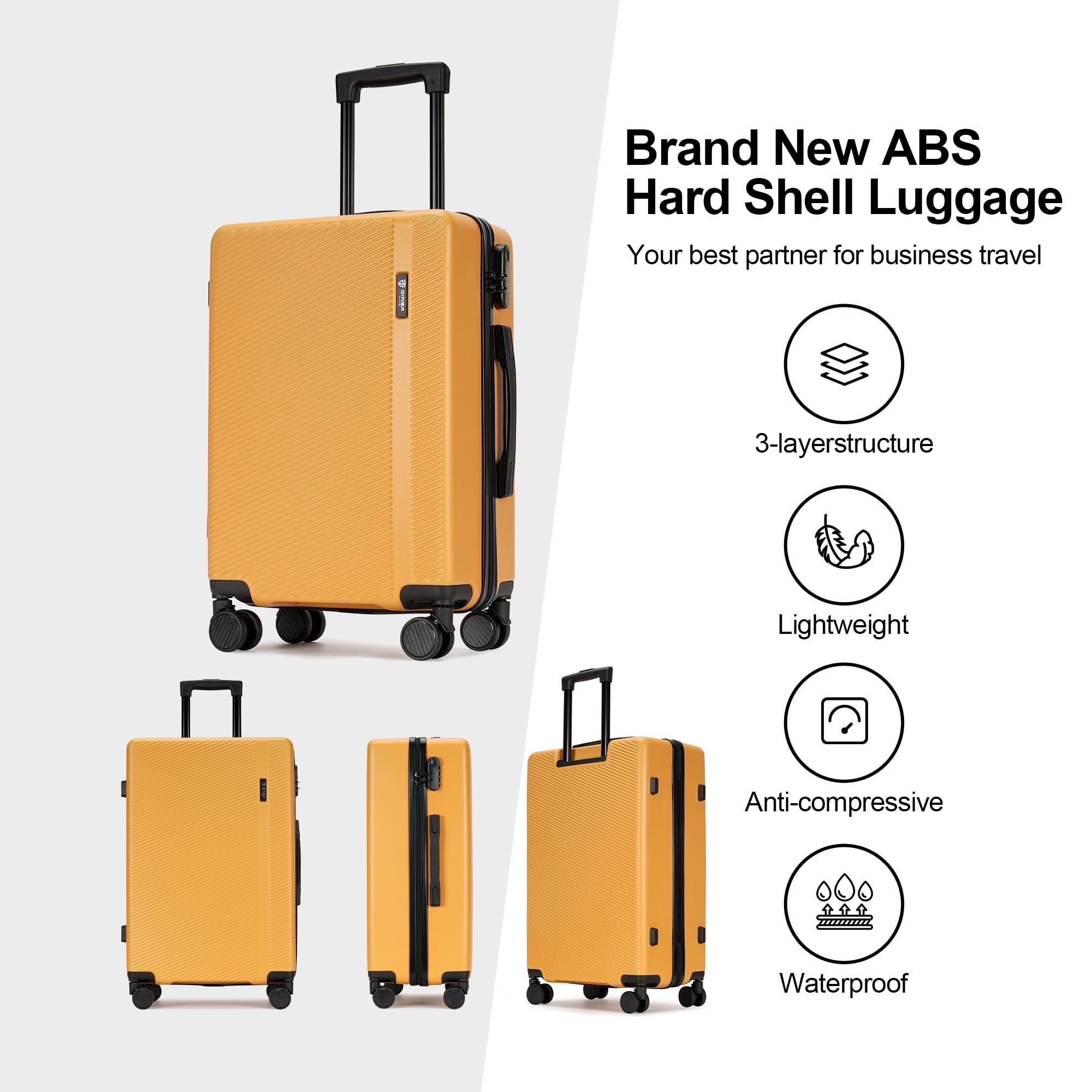 Ginza Travel 3-Piece Lightweight ABS Hardshell Suitcases