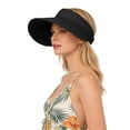 thumbnail image 2 of Helii Women Crownless Straw Sun Hat Wide Brim Ponytail Visor, Adjustable Drawstring Packable Foldable Breathable Woven Beach Hat UV Protection for Travel Outdoor Black,One Size, 2 of 9
