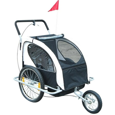 Aosom 2-in-1 Double Child Bike Trailer and Stroller - (Best Stroller For The Money)