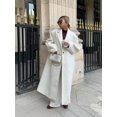 thumbnail image 5 of Abrigos largos de lana a rayas para mujer, chaqueta holgada de manga larga con solapa a la moda, color gris oscuro, otoño e invierno, novedad de 2024, 5 of 5