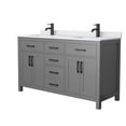 thumbnail image 4 of Wyndham Collection Beckett 60" Wood Double Bathroom Vanity in Green/Black, 4 of 7