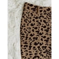 thumbnail image 3 of Womens Apricot Leopard Print Corduroy Pencil Skirt With Belt And Front Slit, 3 of 4