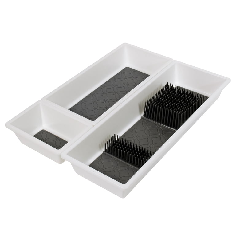 Mainstays Plastic Non-Skid Drawer Organizer Tray, White photo 1